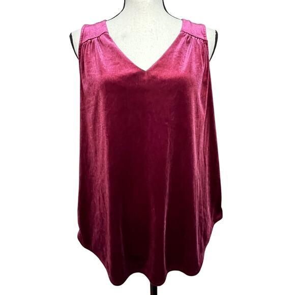 Old Navy Women's Velvet Velour Sleeveless Top Shirt Red Oversized Size Medium - Picture 1 of 13